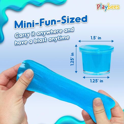 Mini Glow in The Dark Slime - 24 Pack - Slime Party Favors Neon Blue, Green, Pink, Yellow Colors - Glowing Slime Kit for Kids - Party Favors, Goody Bag Fillers in Saudi Arabia