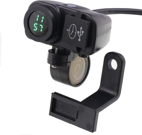 مقاوم للماء دراجة نارية 5 فولت 3.1A شاحن USB مزدوج والجهد عرض درجة الحرارة الفولتميتر لتركيب المقود 7/8 و1 بوصة in Kuwait