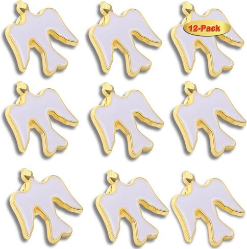 12/50/100Pack White Dove Gold Plated Enamel Lapel Pin-Holy Spirit/Peace/Memorial Gifts For Clothes Bags Hat in Saudi Arabia