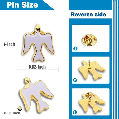 12/50/100Pack White Dove Gold Plated Enamel Lapel Pin-Holy Spirit/Peace/Memorial Gifts For Clothes Bags Hat in Saudi Arabia