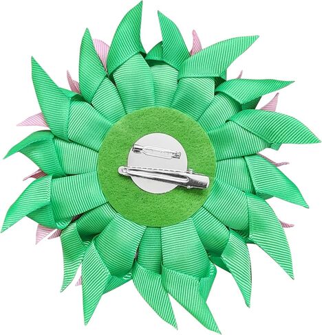دبوس بروش من AKA Sorority Paraphernalia على شكل زهرة الساتان وحجر الراين على شكل أوراق اللبلاب للنساء (وردي ساتان وأخضر 5.5 بوصة. دبوس مع لآلئ مقلدة) in Kuwait