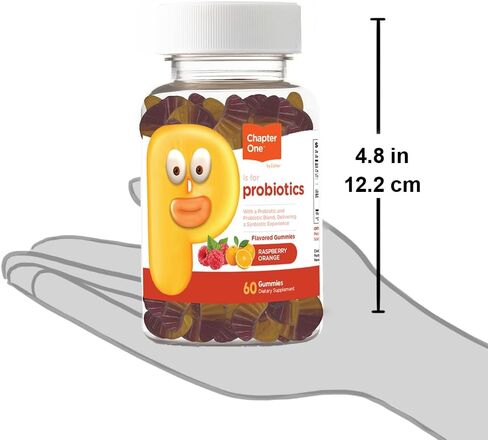 Zahler Chapter One Probiotic Gummies for Kids - Probiotics Gummies with Prebiotic Blend - Raspberry Orange Flavor - Kosher Vegetarian Non GMO Probiotics for Kids - Probiotic with Fiber (60 Count) in Saudi Arabia