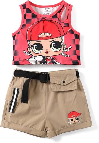 L.O.L. Surprise! Toddler Girls 2 Piece Outfits Sleeveless Shirt Tank Top and Cargo Shorts Set in Saudi Arabia