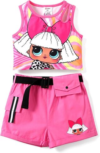 L.O.L. Surprise! Toddler Girls 2 Piece Outfits Sleeveless Shirt Tank Top and Cargo Shorts Set in Saudi Arabia
