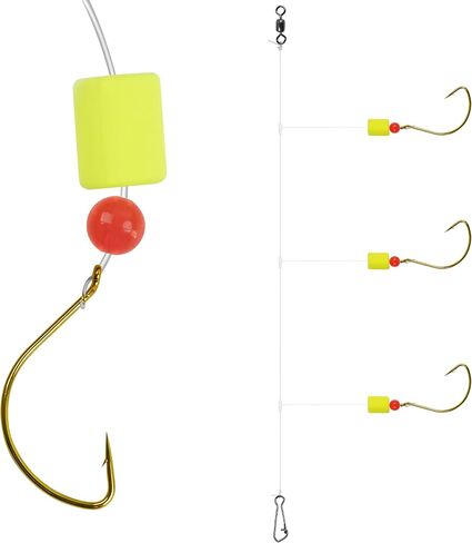Pompano Rigs Surf Fishing Rigs Saltwater Triple Drop Pompano Rigs for Surf Fishing, Snell Floats Fishing Swivels Circle Hooks Pre-Rigged Fishing Rigs Tackle for Beach Offshore Surf Fishing 6/12pcs in Saudi Arabia