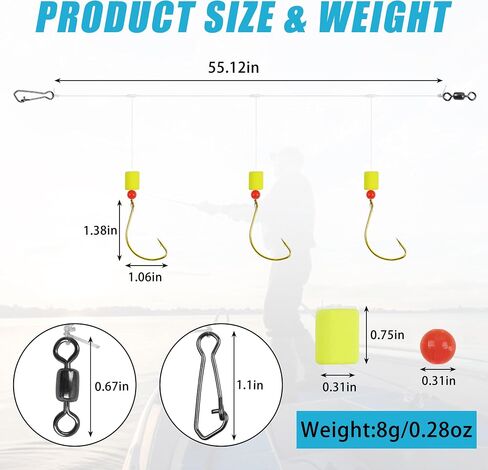 Pompano Rigs Surf Fishing Rigs Saltwater Triple Drop Pompano Rigs for Surf Fishing, Snell Floats Fishing Swivels Circle Hooks Pre-Rigged Fishing Rigs Tackle for Beach Offshore Surf Fishing 6/12pcs in Saudi Arabia