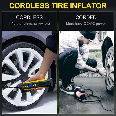 منفاخ إطارات KIKIMO لضاغط هواء Tesla المحمول، لملحقات Tesla Model 3/Y/S/X، 12 فولت لاسلكي مع مقياس ضغط رقمي، مضخة هواء 150 رطل لكل بوصة مربعة مع ضوء LED لـ Tesla، دراجة in Kuwait