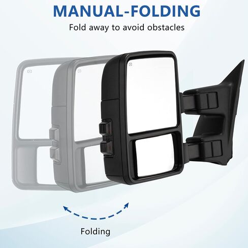 MOTOOS استبدال مرايا السحب لـ 1999-2007 Ford F250 F350 F450 F550 Super Duty 2001-2005 Ford Excursion Power دخان ساخن بدوره إشارة يسار يمين سائق الركاب الرؤية الخلفية الجانب سحب المرايا in Kuwait