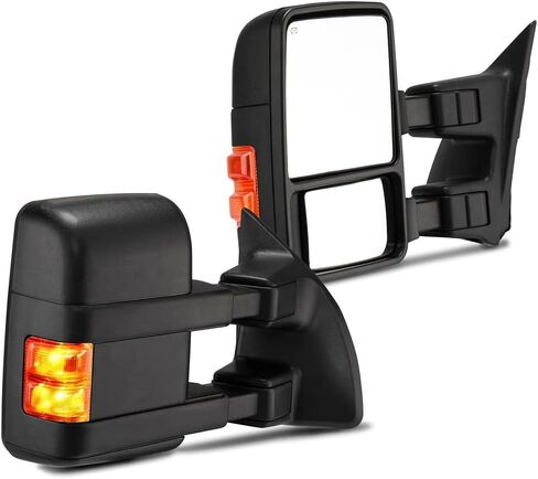 MOTOOS استبدال مرايا السحب لـ 1999-2007 Ford F250 F350 F450 F550 Super Duty 2001-2005 Ford Excursion Power دخان ساخن بدوره إشارة يسار يمين سائق الركاب الرؤية الخلفية الجانب سحب المرايا in Kuwait