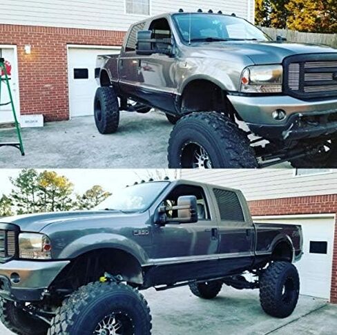 MOTOOS استبدال مرايا السحب لـ 1999-2007 Ford F250 F350 F450 F550 Super Duty 2001-2005 Ford Excursion Power دخان ساخن بدوره إشارة يسار يمين سائق الركاب الرؤية الخلفية الجانب سحب المرايا in Kuwait