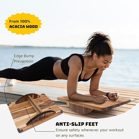 لوح توازن للتمارين الخشبية، لوح تمايل مضاد للانزلاق للعلاج الطبيعي، لوح موازنة تحت المكتب، لوح دوار مضاد للانزلاق، تدريب متقدم على التوازن (180 درجة) in Kuwait