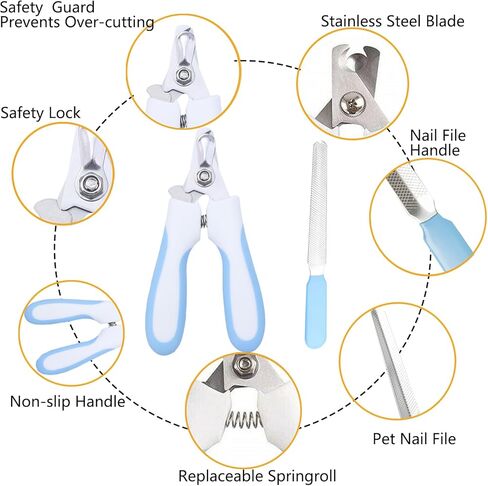Dog Nail Clipper, Nail Trimmers with Safety Guard for Small Medium Large Breed Dogs to Avoid Over Cutting, Free Nail File, Razor Sharp Blade - Grooming Tool for Dog & Cat Pets in Saudi Arabia