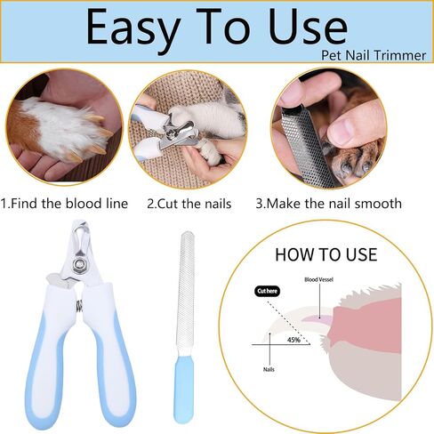 Dog Nail Clipper, Nail Trimmers with Safety Guard for Small Medium Large Breed Dogs to Avoid Over Cutting, Free Nail File, Razor Sharp Blade - Grooming Tool for Dog & Cat Pets in Saudi Arabia