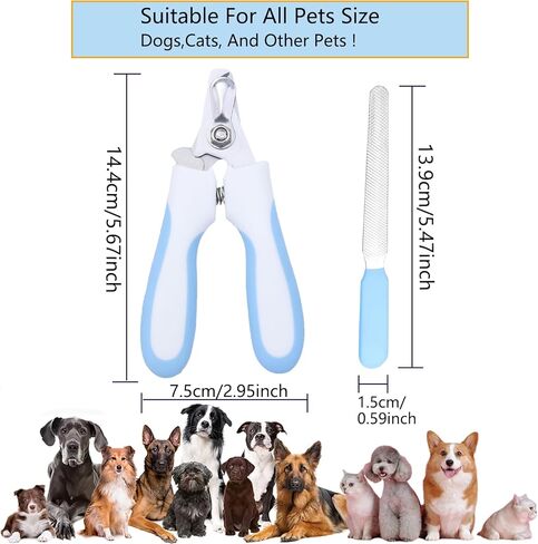 Dog Nail Clipper, Nail Trimmers with Safety Guard for Small Medium Large Breed Dogs to Avoid Over Cutting, Free Nail File, Razor Sharp Blade - Grooming Tool for Dog & Cat Pets in Saudi Arabia