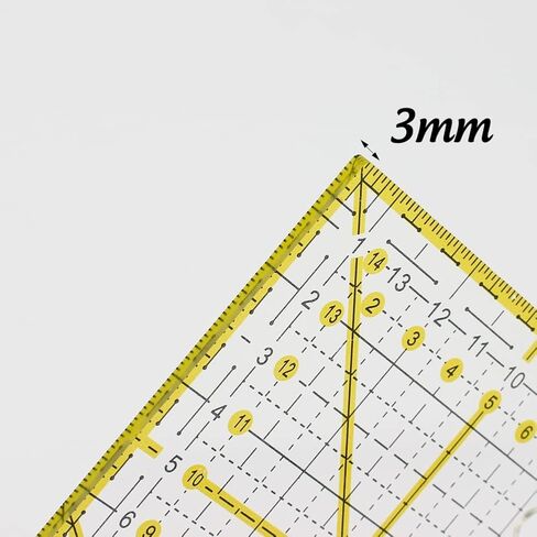 مسطرة اللحف 6 × 6 بوصة مع خطوط شبكية مزدوجة الألوان من الأكريليك مسطرة قطع القماش قالب مسطرة لسهولة القطع الدقيق، عرض 15 سم × طول 15 سم لخياطة اللحف والخياطة والحرف اليدوية in Saudi Arabia