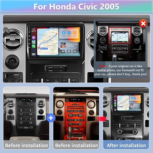 ستيريو سيارة Podofo لسيارة Ford F150 F-150 2009 2010 2011 2012 مع Carplay Android Auto، شاشة لمس راديو السيارة 9 بوصات 2+64 جيجا مع وصلة مرآة، بلوتوث، نظام تحديد المواقع العالمي، واي فاي، SWC، راديو FM & RDS + كاميرا احتياطية AHD + ميكروفون in Saudi Arabia