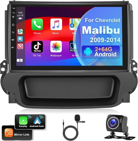 Podofo 2G+64G Car Stereo for Chevrolet Malibu 2009-2014 with Wireless Carplay & Android Auto, 9 Inch Touchscreen Car Radio with Bluetooth/GPS/WiFi/SWC/FM&RDS Radio + AHD Backup Camera + MIC in Saudi Arabia