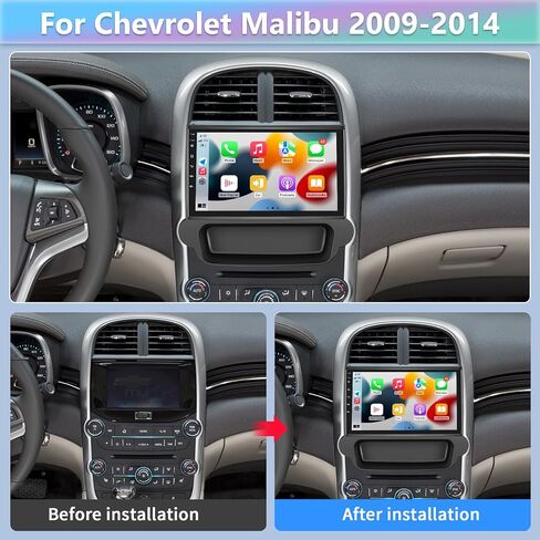 Podofo 2G+64G Car Stereo for Chevrolet Malibu 2009-2014 with Wireless Carplay & Android Auto, 9 Inch Touchscreen Car Radio with Bluetooth/GPS/WiFi/SWC/FM&RDS Radio + AHD Backup Camera + MIC in Saudi Arabia