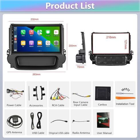 Podofo 2G+64G Car Stereo for Chevrolet Malibu 2009-2014 with Wireless Carplay & Android Auto, 9 Inch Touchscreen Car Radio with Bluetooth/GPS/WiFi/SWC/FM&RDS Radio + AHD Backup Camera + MIC in Saudi Arabia