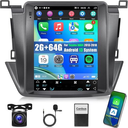 [2G+64G] Car Radio for Toyota RAV4 2013-2018 (Only for Auto A/C), Android 13 Vertical 9.7 inch Touch Screen RAV4 Stereo, Carplay/Android Auto/Hi-Fi Audio/SWC +AHD Backup Camera in Saudi Arabia