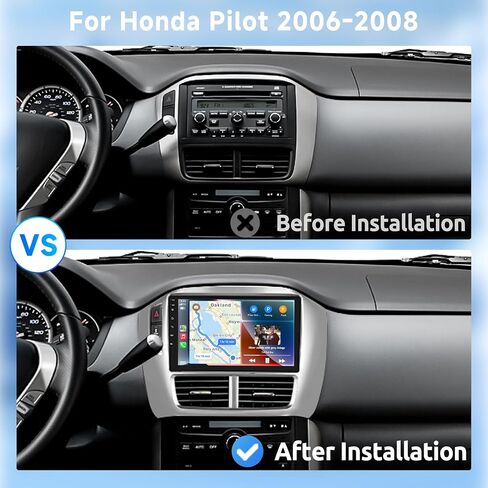 ستيريو سيارة أندرويد لهوندا بايلوت 2006 2007 2008، راديو السيارة اللاسلكي Carplay Android Auto، 2G+64G 9 بوصة وحدة رأس شاشة تعمل باللمس مع نظام تحديد المواقع واي فاي بلوتوث مرآة رابط FM RDS كاميرا احتياطية وميكروفون in Saudi Arabia
