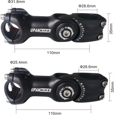 UPANBIKE Bike Stem Bicycle Aluminum Alloy Adjustable Stem Φ25.4mm Φ31.8mm * 28.6mm in Kuwait