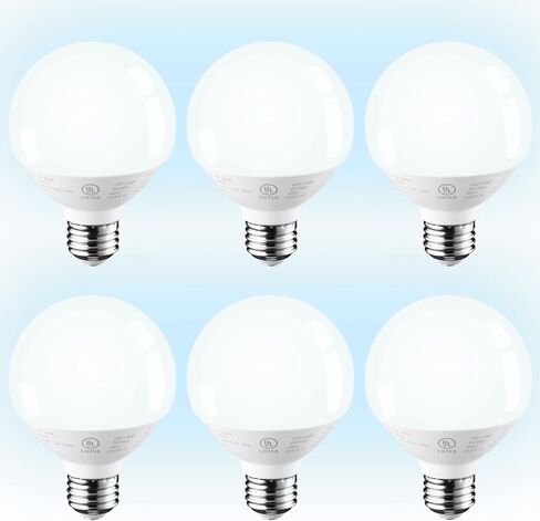 TORCHSTAR G25 LED Globe Bulb, for Bathroom Vanity or Mirror, 40W Equivalent 6W, Dimmable 450 LM Globe LED Light Bulbs, 5000K Daylight, E26 Base, UL & Energy Star Listed, Pack of 6 in Kuwait