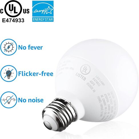 TORCHSTAR G25 LED Globe Bulb, for Bathroom Vanity or Mirror, 40W Equivalent 6W, Dimmable 450 LM Globe LED Light Bulbs, 5000K Daylight, E26 Base, UL & Energy Star Listed, Pack of 6 in Kuwait