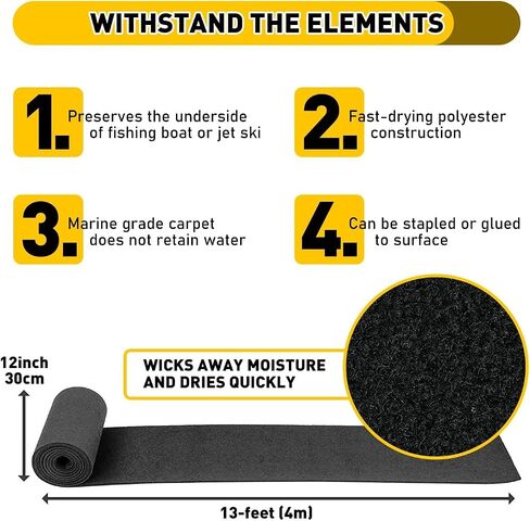 Polyester Boat Trailer Bunk Carpet - 12 inch x 13 feet - Premium Marine Bunk Carpeting for Boats, Boat Trailer Bunks, Boat Bunk Carpet, Bunk Carpet for Boat Trailers in Saudi Arabia