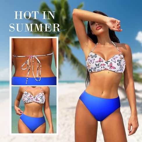 Women's Bikini Swimsuit High Waisted Floral Adjustable Straps Two Piece Bathing Suit in Saudi Arabia