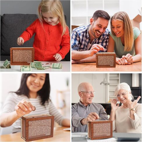 Generic صندوق نقود خشبي مع هدف نقود وأرقام، صندوق توفير نقود قابل لإعادة الاستخدام مع العد التنازلي، بنك عملات خشبي على الطراز القديم للأولاد والبنات، 10000 دولار in Kuwait