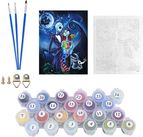 مجموعة الطلاء بالأرقام من كيميلي، حرفة فنية يدوية على شكل جمجمة جاك للهالوين للأطفال البالغين، مجموعة طلاء أكريليك بالأرقام، ديكور جدار المنزل، غرفة النوم، غرفة المعيشة، ديكور الحفلات، هدية فريدة in Kuwait