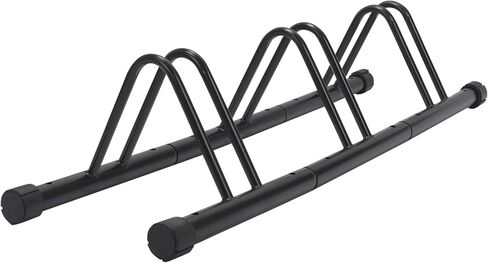 حامل دراجة أرضي من PRO BIKE TOOL - رف تخزين 3 دراجات لتنظيم وتأمين الدراجة - حامل دراجة جراج صغير مصمم للمساحات الصغيرة ويناسب جميع الدراجات - حامل دراجة لوقوف السيارات - أسود in Kuwait