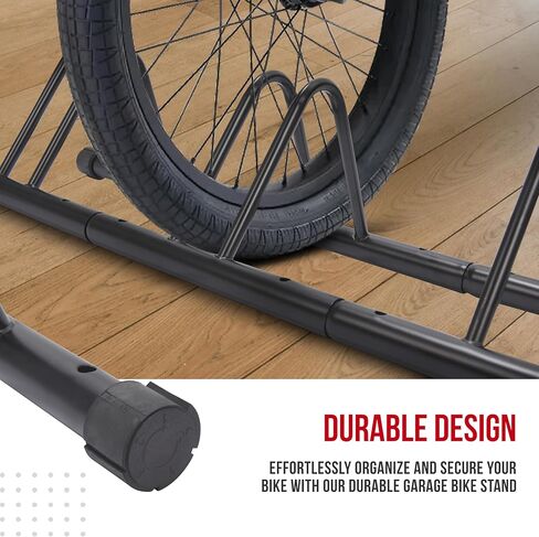 حامل دراجة أرضي من PRO BIKE TOOL - رف تخزين 3 دراجات لتنظيم وتأمين الدراجة - حامل دراجة جراج صغير مصمم للمساحات الصغيرة ويناسب جميع الدراجات - حامل دراجة لوقوف السيارات - أسود in Kuwait
