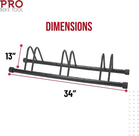 حامل دراجة أرضي من PRO BIKE TOOL - رف تخزين 3 دراجات لتنظيم وتأمين الدراجة - حامل دراجة جراج صغير مصمم للمساحات الصغيرة ويناسب جميع الدراجات - حامل دراجة لوقوف السيارات - أسود in Kuwait