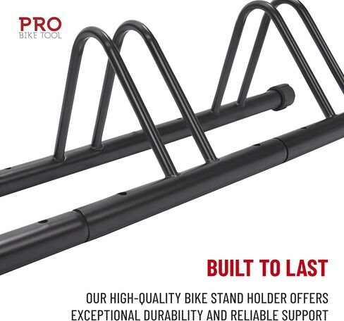 حامل دراجة أرضي من PRO BIKE TOOL - رف تخزين 3 دراجات لتنظيم وتأمين الدراجة - حامل دراجة جراج صغير مصمم للمساحات الصغيرة ويناسب جميع الدراجات - حامل دراجة لوقوف السيارات - أسود in Kuwait