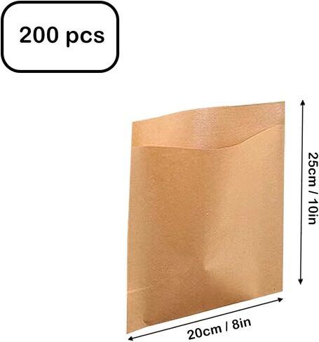 أكياس ورق الكرافت للساندويتشات 200 قطعة من أكياس المكافآت الورقية البنية الصغيرة المشمعة المسطحة، حقيبة حلوى البسكويت والوجبات الخفيفة، أكياس مقاومة للدهون لساندويتش المخبوزات (200، 6 × 8 بوصة) in Kuwait