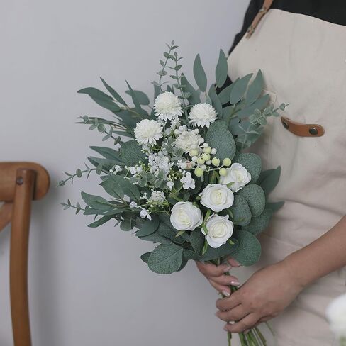 VIERENA 110 قطعة 7 أنواع من سيقان الأوكالبتوس الاصطناعية المختلطة أوراق الصفصاف والزهور الصناعية، أغصان أوراق الشجر ذات اللمس الحقيقي لحفلات الزفاف DIY باقات الزهور وديكور المنزل (أخضر) in Kuwait