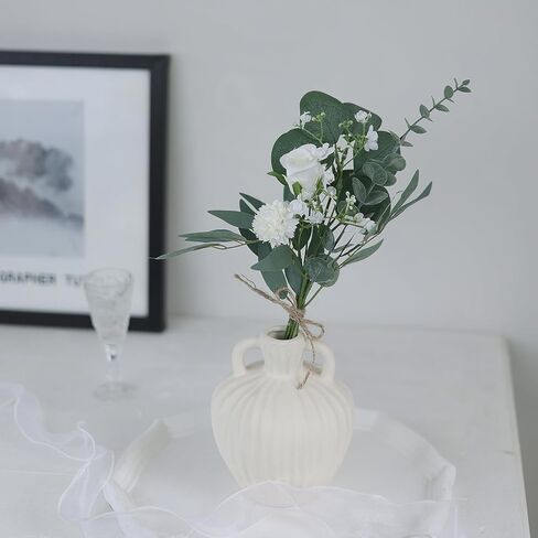 VIERENA 110 قطعة 7 أنواع من سيقان الأوكالبتوس الاصطناعية المختلطة أوراق الصفصاف والزهور الصناعية، أغصان أوراق الشجر ذات اللمس الحقيقي لحفلات الزفاف DIY باقات الزهور وديكور المنزل (أخضر) in Kuwait