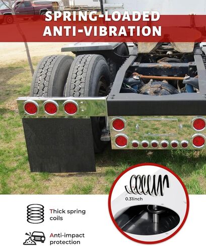 شماعات رفرف الطين المحملة بنابض من الكروم - تباعد مسمار 2.5 بوصة، طول 30 بوصة، فتحات إضاءة 4 بوصة | مناسبة لشبه الشاحنات | مجموعة اليسار واليمين in Kuwait