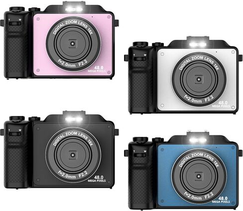 Digital Camera for Photography, 4K Vlog Camera with 4 Changeable Colors, Dual Cam Front and Rear, 7 Color Filters, 140°Wide Angle, 18X Zoom, 64G TF Card & Hand Strap in Saudi Arabia