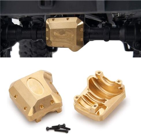 RCLions 2 قطعة غطاء فرق نحاسي، غطاء مبيت المحاور الأمامية/الخلفية الثقيلة لسيارة TRX4 T4 ترقيات 1/10 RC الزاحف in Saudi Arabia