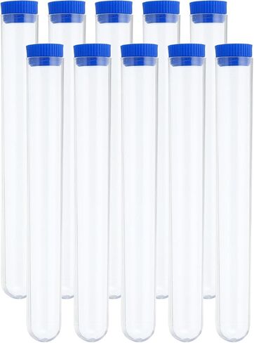 PATIKIL 70ml Test Tubes Set, 10pcs 5.91x0.79" PS Clear Round Bottom Test Tube Containers with Stopper for Bead Party Candy Bath Salt Storage Scientific Experiment Plant Propagation, Black in Saudi Arabia