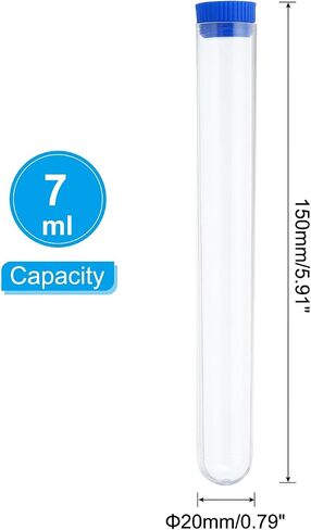 PATIKIL 70ml Test Tubes Set, 10pcs 5.91x0.79" PS Clear Round Bottom Test Tube Containers with Stopper for Bead Party Candy Bath Salt Storage Scientific Experiment Plant Propagation, Black in Saudi Arabia
