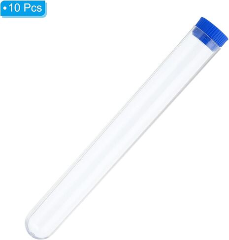 PATIKIL 70ml Test Tubes Set, 10pcs 5.91x0.79" PS Clear Round Bottom Test Tube Containers with Stopper for Bead Party Candy Bath Salt Storage Scientific Experiment Plant Propagation, Black in Saudi Arabia