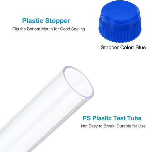 PATIKIL 70ml Test Tubes Set, 10pcs 5.91x0.79" PS Clear Round Bottom Test Tube Containers with Stopper for Bead Party Candy Bath Salt Storage Scientific Experiment Plant Propagation, Black in Saudi Arabia