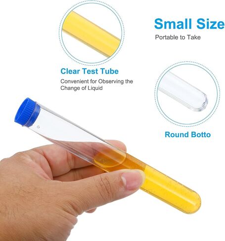 PATIKIL 70ml Test Tubes Set, 10pcs 5.91x0.79" PS Clear Round Bottom Test Tube Containers with Stopper for Bead Party Candy Bath Salt Storage Scientific Experiment Plant Propagation, Black in Saudi Arabia