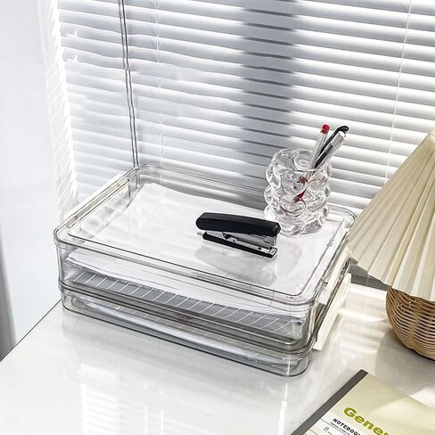 3 PCS Plastic A4 File Storage Cases Portable Transparent File Box Paper Organizer Photo Storage Boxes for 8.5x11 Letter, Photos, Scrapbook, Art, Craft, Office Supplies (14.3x9.3x1.5 Inch) in Saudi Arabia