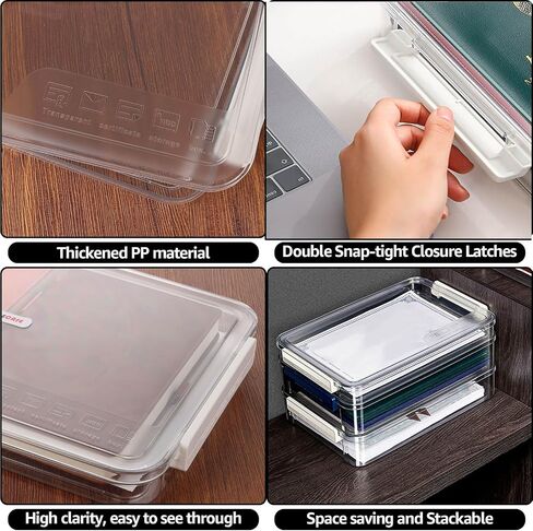 3 PCS Plastic A4 File Storage Cases Portable Transparent File Box Paper Organizer Photo Storage Boxes for 8.5x11 Letter, Photos, Scrapbook, Art, Craft, Office Supplies (14.3x9.3x1.5 Inch) in Saudi Arabia
