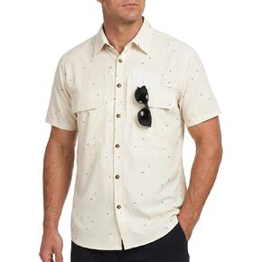 Cozople Mens Button Down Short Sleeve Sun Protection Fishing Shirts UPF 50+ Cooling Quick Dry Hiking Shirt for Travel Safari Camping Khaki Seagull XL in Kuwait